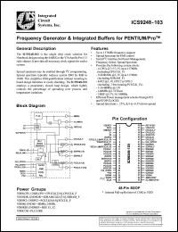 ICS9248F-103 datasheet: Frequency generator and intefrated buffer for Pentium/PRO ICS9248F-103