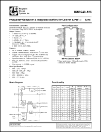 ICS9248F-126-T datasheet: Frequency generator and integrated buffer for Celeron and PII/III and K6 ICS9248F-126-T