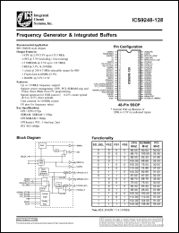 ICS9248F-128 datasheet: Frequency generator and integrated buffer ICS9248F-128