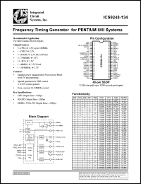 ICS9248F-134-T datasheet: Frequency timing generator for Pentium II/III system ICS9248F-134-T