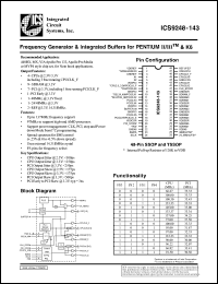 ICS9248F-143-T datasheet: Frequency generator and integrated buffer for Pentium II/III, K6 ICS9248F-143-T