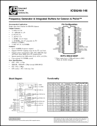 ICS9248F-146-T datasheet: Frequency generator and integrated buffer for Pentium II/III, Celeron ICS9248F-146-T