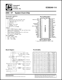 ICS9248F-114-T datasheet: AMD-K7 system clock chip ICS9248F-114-T