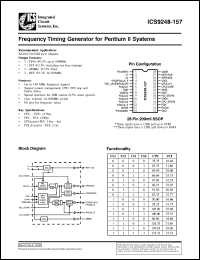 ICS9248F-157-T datasheet: Frequency timing generator  for Pentium II system ICS9248F-157-T
