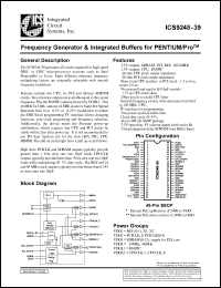 ICS9248F-39 datasheet: Frequency generator and integrated for Pentium/PRO ICS9248F-39