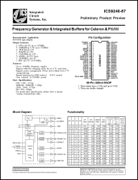 ICS9248F-87 datasheet: Frequency generator and integrated buffer for Celeron and PII/III ICS9248F-87