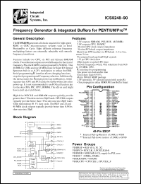 ICS9248F-90-T datasheet: Frequency generator and integrated buffer for Pentium/PRO ICS9248F-90-T