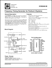 ICS9248F-50-T datasheet: Frequency timing generator  for Pentium II system ICS9248F-50-T