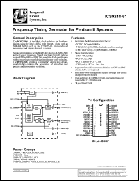 ICS9248F-61 datasheet: Frequency timing generator  for Pentium II system ICS9248F-61