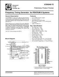 ICS9248F-72 datasheet: Frequency timing generator  for Pentium II system ICS9248F-72