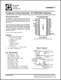 ICS9248F-77 datasheet: Frequency timing generator  for Pentium II system ICS9248F-77