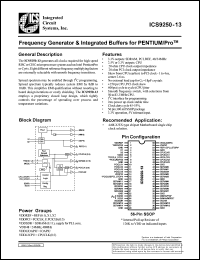 ICS9250F-13 datasheet: Frecuency generator and integrated buffer for Pentium/PRO ICS9250F-13
