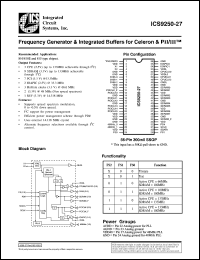ICS9250F-27-T datasheet: Frecuency generator and integrated buffer for Celeron and PII/III ICS9250F-27-T