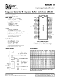 ICS9250F-30-T datasheet: Frecuency generator and integrated buffer for Celeron and PII/III ICS9250F-30-T