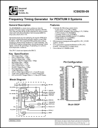 ICS9250F-09-T datasheet: Frecuency timing generator  for  Pentium II system ICS9250F-09-T