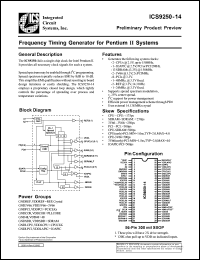 ICS9250F-14-T datasheet: Frecuency timing generator  for  Pentium II system ICS9250F-14-T