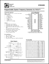 ICS94206F-T datasheet: Programmable system frequency generator for PII/III ICS94206F-T