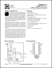 ICS8431CM-11 datasheet: 255MHz Low jitter LVPECL frequency synthesizer ICS8431CM-11