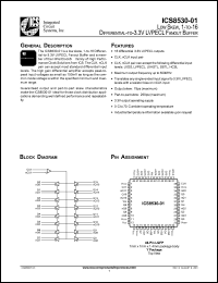 ICS8530DY-01 datasheet: Low skew 1 to 16 differential to 3.3V  LVPECL fanout buffer ICS8530DY-01