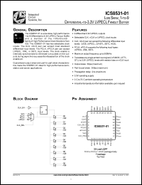 ICS8531AY-01 datasheet: Low skew 1 to 9 differential to 3.3V  LVPECL fanout buffer ICS8531AY-01