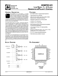 ICS8701-01Y datasheet: Low skew -1, -2 clock generator w/polarity control ICS8701-01Y