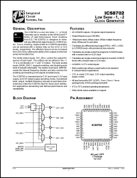ICS8702BY datasheet: Low skew -1, -2 clock generator ICS8702BY