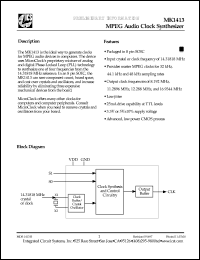 MK1413S datasheet: MPEG audio clock synthesizer MK1413S