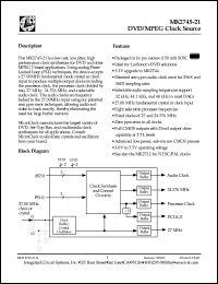 MK2745-21S datasheet: DVD/MPEG clock source MK2745-21S