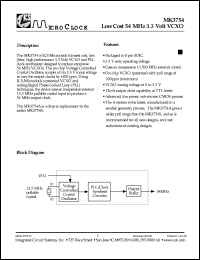 MK3754ATR datasheet: Low cost 54MHz  3.3V VCXO MK3754ATR