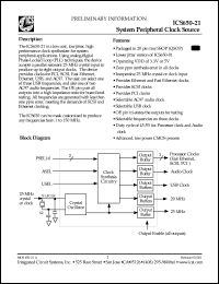 ICS650R-21 datasheet: System peripheral clock source ICS650R-21