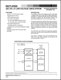 IS27LV020-15PL datasheet:  262,114 x 8 low voltage CMOS eprom IS27LV020-15PL