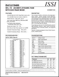 IS41LV16400-60TE datasheet: 3.3V 4M x 16(64-MBIT) dynamic RAM with edo page mode IS41LV16400-60TE