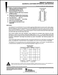 SN75LBC173N datasheet:  QUADRUPLE LOW-POWER DIFFERENTIAL LINE RECEIVER SN75LBC173N