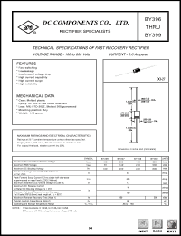 BY399 datasheet: 3.0A fast recovery rectifier BY399
