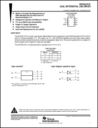 SN75ALS191D datasheet:  DUAL DIFFERENTIAL LINE DRIVER SN75ALS191D