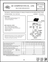 BR151W datasheet: 15A single-phase silicon bridge rectifier BR151W