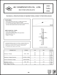 DB3 datasheet: Bidirectional diode thyristor (DIACS) DB3