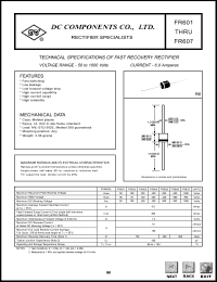 FR601 datasheet: 6.0 mA fast recovery rectifier FR601