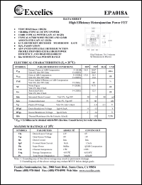 EPA018A datasheet: 6-12V high efficiency heterojunction power FET EPA018A