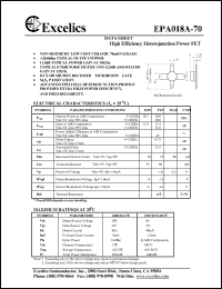 EPA018A-70 datasheet: 6-10V high efficiency heterojunction power FET EPA018A-70