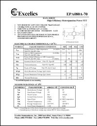 EPA080A-70 datasheet: 5-8V high efficiency heterojunction power FET EPA080A-70