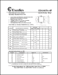 EIA1415A-4P datasheet: 14.0-15.35GHz, 4W internally matched power FET EIA1415A-4P