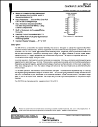 SN75154N datasheet:  QUADRUPLE DIFFERENTIAL LINE RECEIVER SN75154N