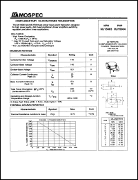 MJ15003 datasheet: 20A  complementary silicon power  transistor MJ15003