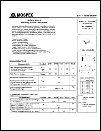 SR17 datasheet: 70V suface mount schottky barrier rectifier SR17