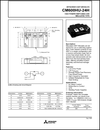 CM600HU-24H datasheet: 600 Amp IGBT module for high power switching use insolated type CM600HU-24H