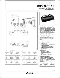 CM300DU-12H datasheet: 300 Amp IGBT module for high power switching use insolated type CM300DU-12H