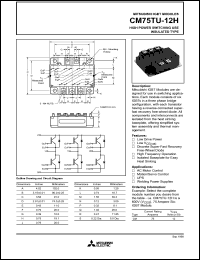 CM75TU-12H datasheet: 75 Amp IGBT module for high power switching use insolated type CM75TU-12H