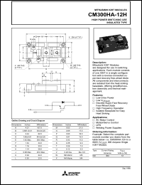 CM300HA-12H datasheet: 300 Amp IGBT module for high power switching use insulated type CM300HA-12H