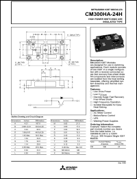 CM300HA-24H datasheet: 300 Amp IGBT module for high power switching use insulated type CM300HA-24H